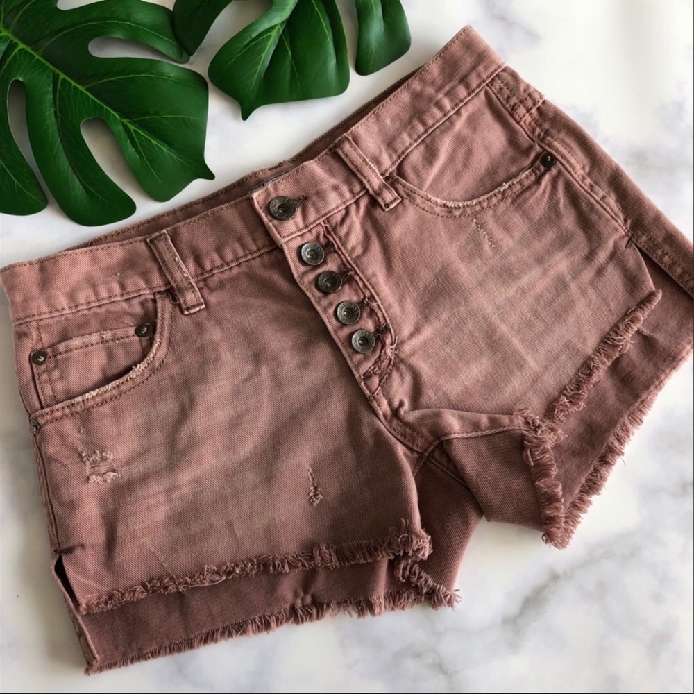 Free People Runaway Slouch Cut-Off Mauve Short